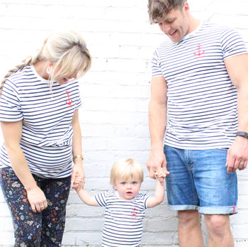 Stripy Anchor Parent And Child T Shirt Set, 4 of 7