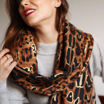 Personalised Leopard Spot Gold Foil Print Scarf, 2 of 12