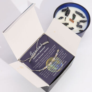 Gemini Zodiac Crystal Candle And Gemstone Bracelet Gift Set, 5 of 6