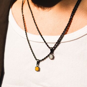 Mini Black Tigers Eye Gem Necklace Black Necklace For Men, 3 of 12