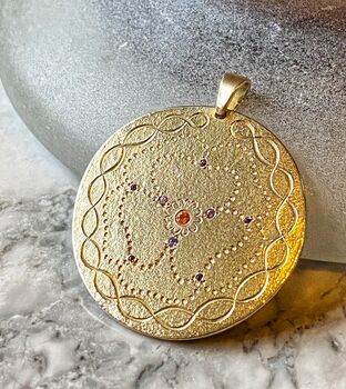 Gold 'Camelia' Pendant With Gemstones, Large Model, 3 of 9