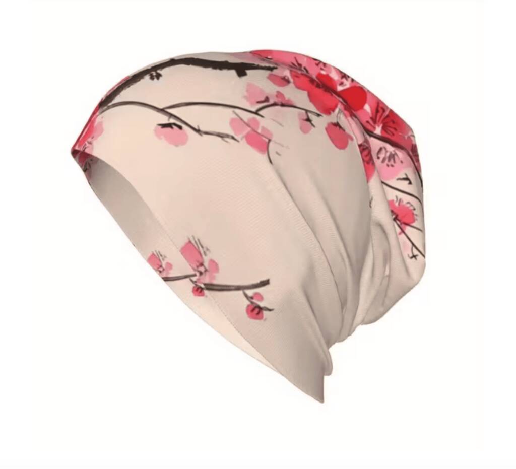 Chemo Headwear Beanie Hat Bandana Pink Flowers Super Soft, 1 of 6