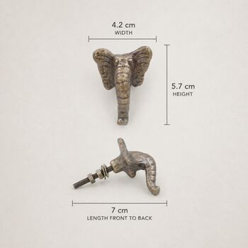 Regal Elephant Head Brass Cabinet Knob, 5 of 9