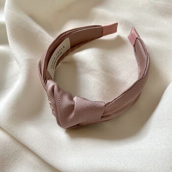 Satin Knotted Headband Pink Or Taupe, 4 of 6