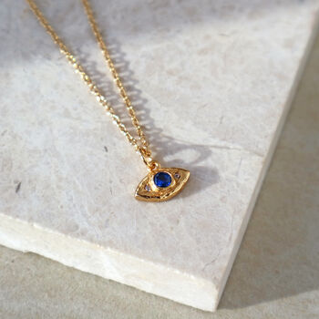 Evil Eye Necklace Hammered 18k Gold Plating, 3 of 8