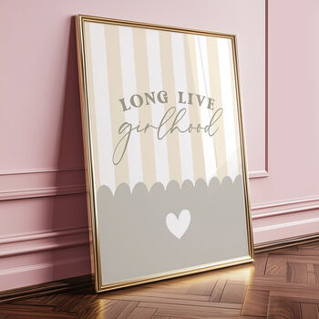 Beige Long Live Girlhood Nursery Print, 6 of 9