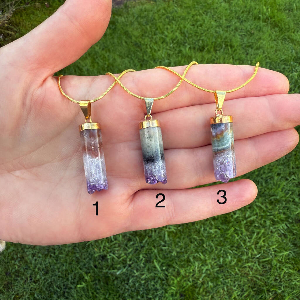 Amethyst Geode Point Necklace / 18' Gold Plated Chain, 1 of 5