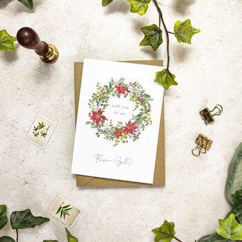 Winter Christmas Will You Be My Bridesmaid Card, 2 of 4