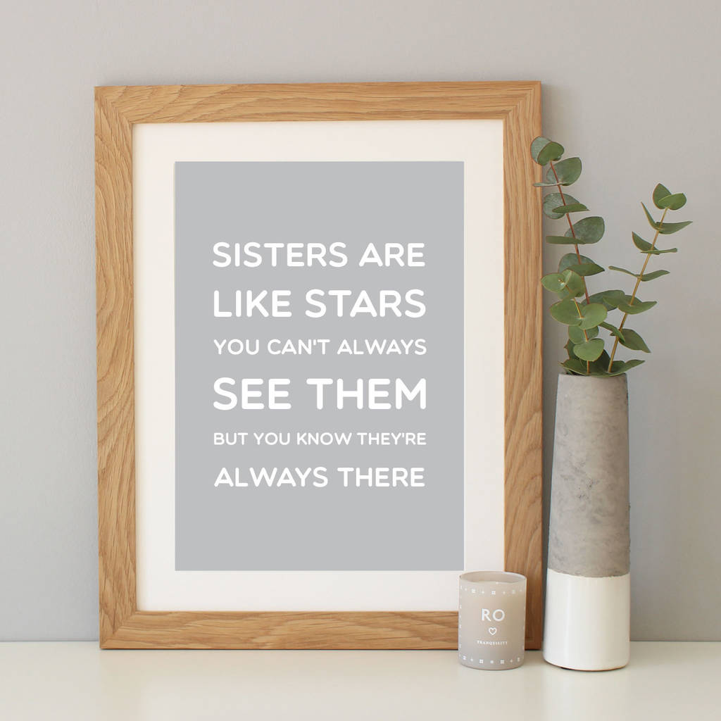 Sisters Are Like Stars Quote Print By Hope And Love