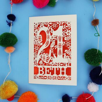 Personalised 21st Birthday Card Papercut Woodland Design, 6 of 10