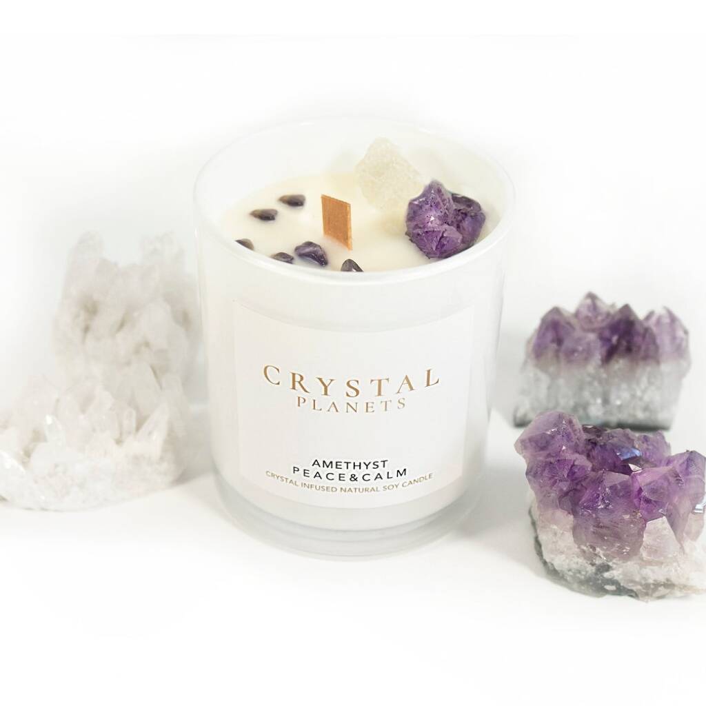 Amethyst Natural Soy Crystal Infused Candle By Crystal