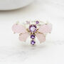 Morganite And Amethyst Gemstone Butterfly Silver Ring, thumbnail 1 of 4