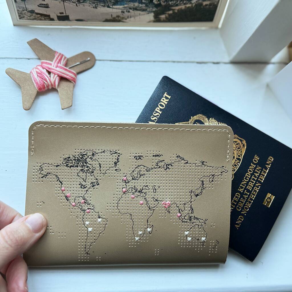 Stitch Where You've Been Metallic Vegan Passport Cover By Chasing Threads