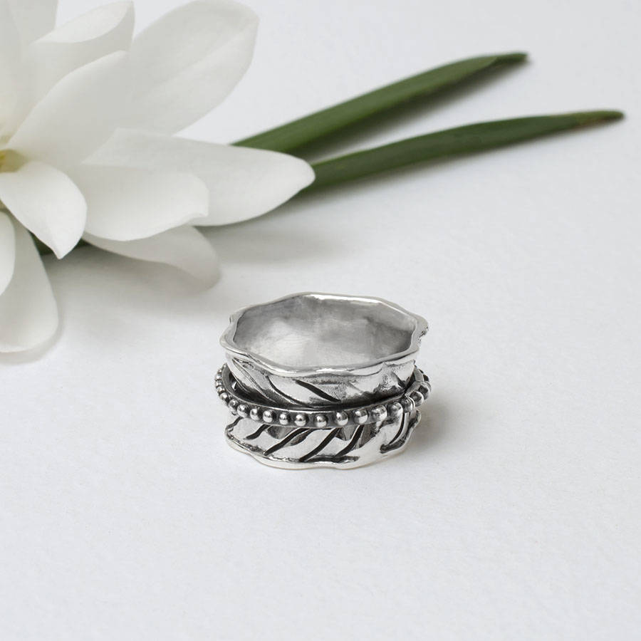 sterling silver leaf spinning ring by martha jackson sterling silver ...