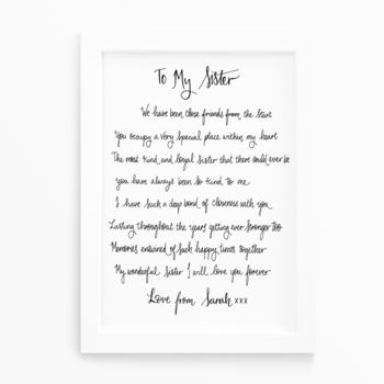 Personalised Sister Print Poem Unframed, 4 of 6