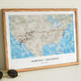 Personalised Watercolour Travel Map Framed For Any Trip Or Journey, thumbnail 2 of 5