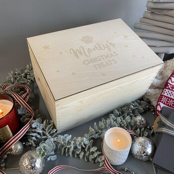 Personalised Family Luxury Pine Christmas Eve Box, 9 of 12