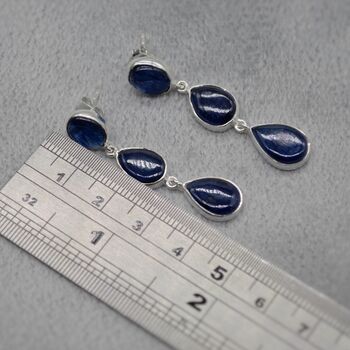 Blue Sapphire Handmade Sterling Silver Drop Earrings, 8 of 8