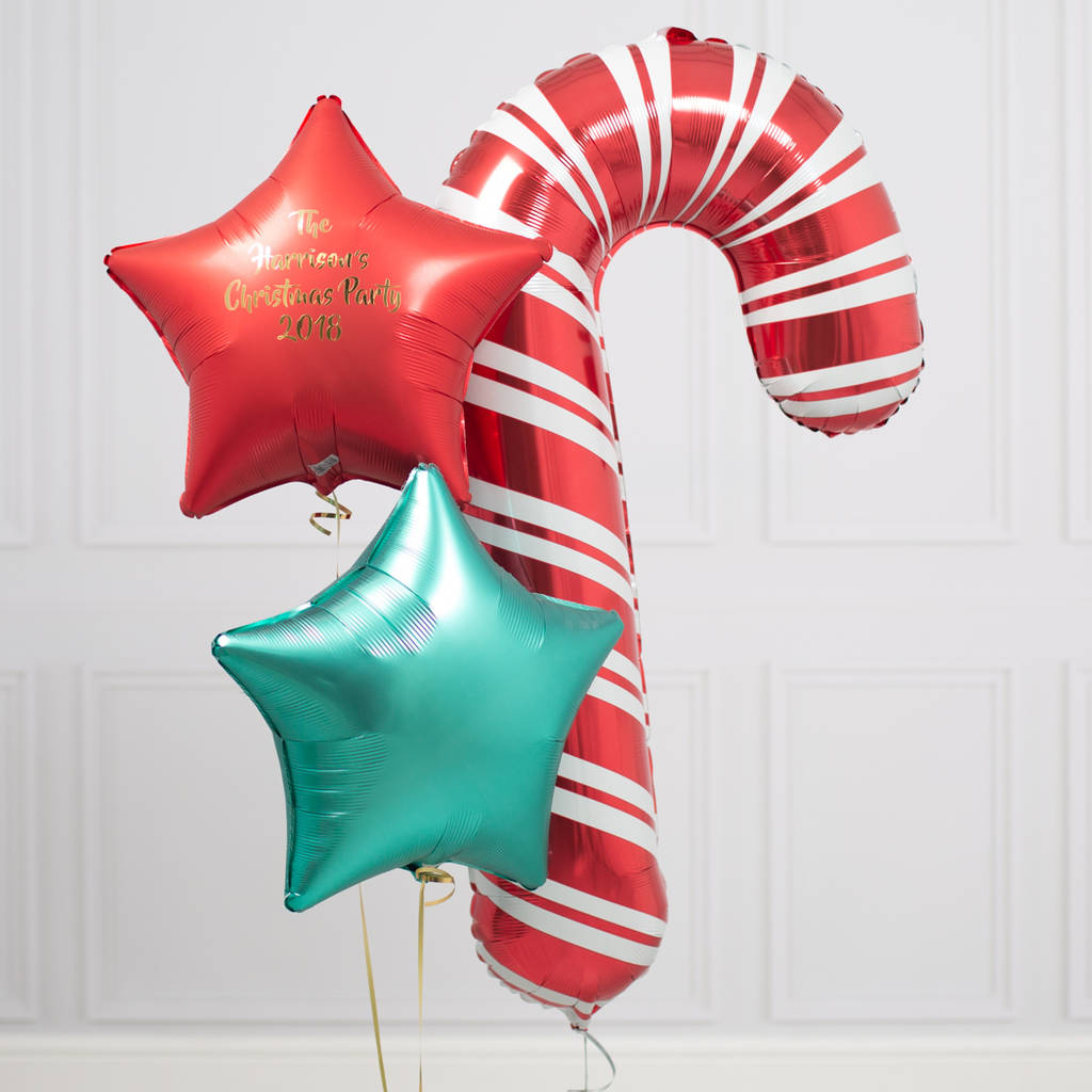 personalised candy cane christmas foil bunch by bubblegum balloons