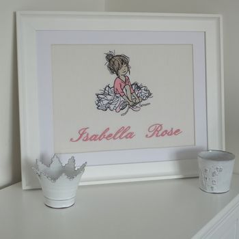 Personalised Embroidered Picture Of Dancer Tying Shoes, 2 of 2