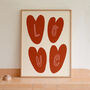 Love Hearts Wall Art, Colourful Hearts Poster, thumbnail 1 of 8