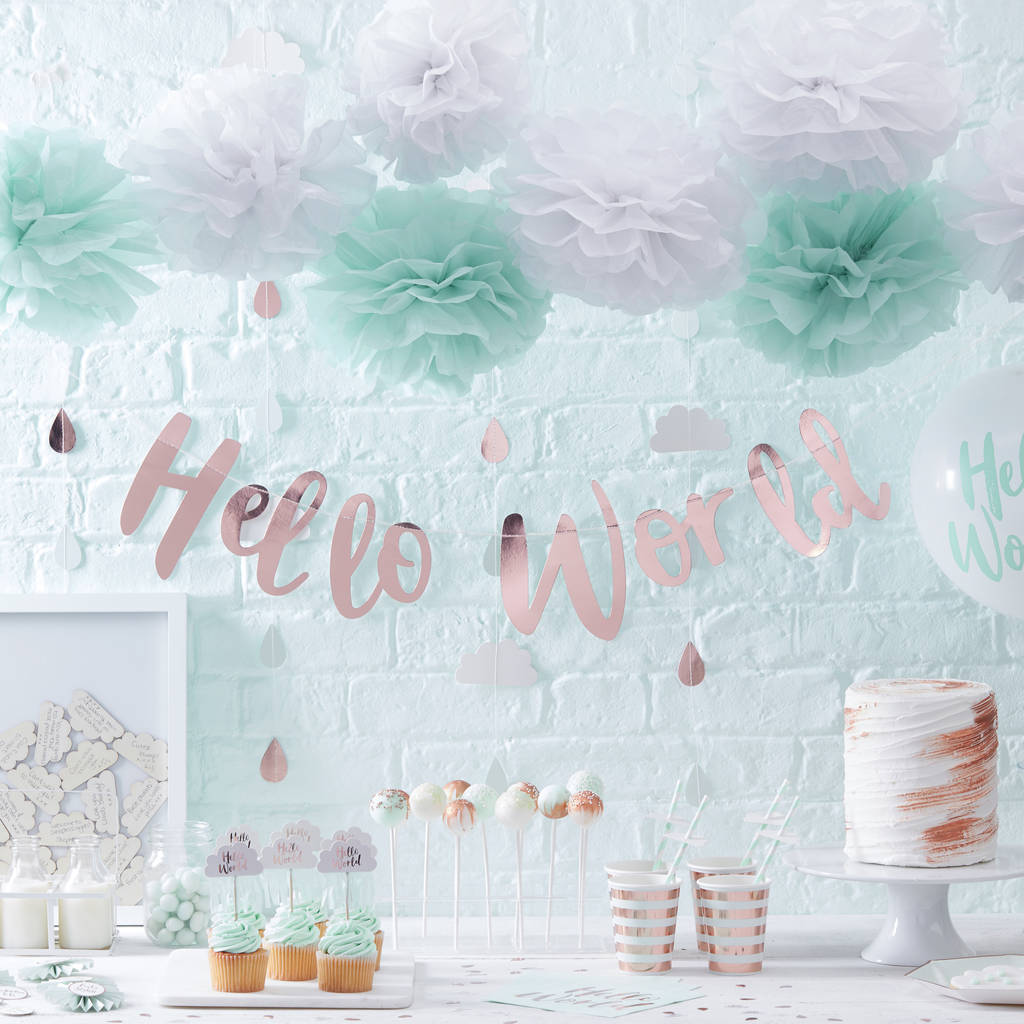 Rose Gold Foiled Raindrop Baby Shower Backdrop Bunting By Ginger Ray