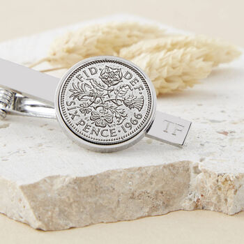60th Birthday 1966 Sixpence Year Coin Tie Clip, 2 of 9