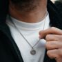 Silver Matte Edge Pendant Stainless Steel Necklace For Men, thumbnail 2 of 10