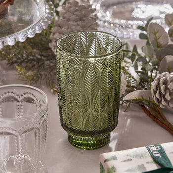 Set Of Four Green Leaf Patterned Highball Glasses, 3 of 7