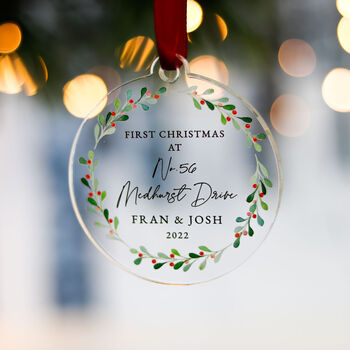 Personalised 1st Christmas In New Home Family Bauble, 5 of 7