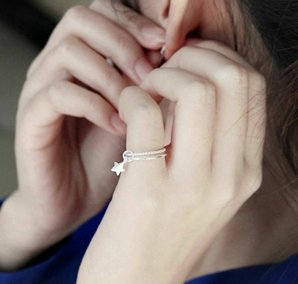 Sterling Silver Twinkle Little Star Midi Ring, 1 of 6