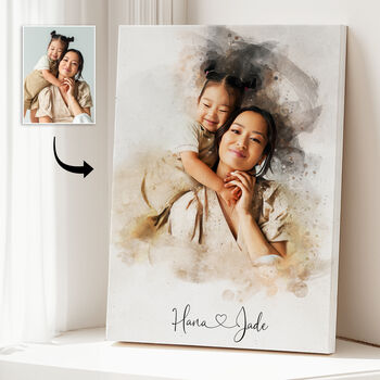 Christmas Gift – Personalised Watercolour Family Portrait From Your Photo, 5 of 9