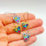 Mini Disco Heart Earrings Handmade With Colourful Sparkles, thumbnail 10 of 10