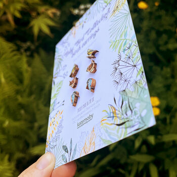 Set Of Three Inky Bird Stud Earrings, 8 of 9