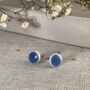 Handmade Blue Ceramic Dot Stud Earrings, thumbnail 5 of 6