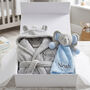 Personalised Grey Baby Gown And Blue Elephant Comforter Set, thumbnail 4 of 12