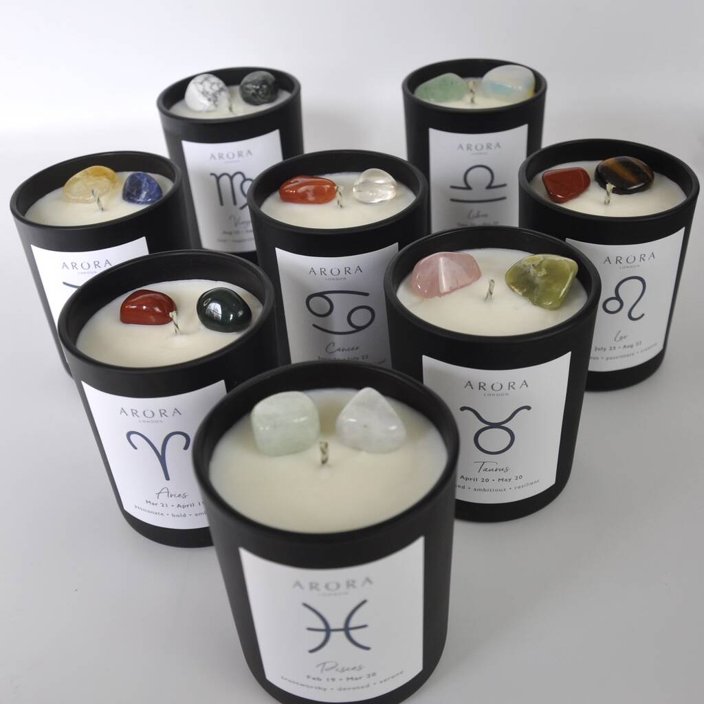 Taurus Zodiac Crystal Candle Gift By Arora London