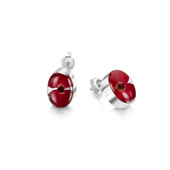 Poppy Stud Earrings – Sterling Silver With Real Flowers, 4 of 10