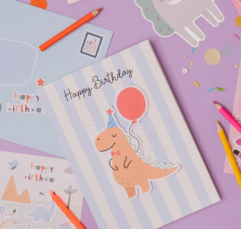 Personalised Dinosaur Birthday Card With Stickers, 4 of 7