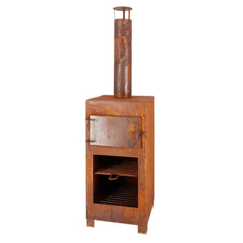 Aged Pizza Oven And Rust Chiminea Garden Heater, 6 of 6