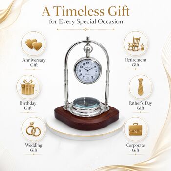 Personalised Chrome 6th Anniversary Desk Clock With Compass, 3 of 12