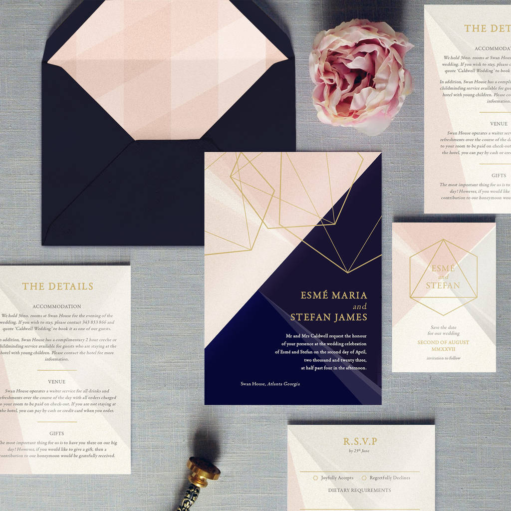 Prism Geometric Wedding Invitation, 1 of 8