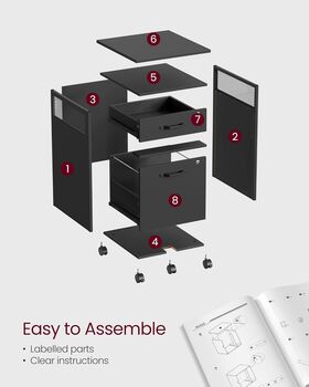 Filing Cabinet On Wheels With Two Lockable Drawers, 8 of 12