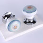 G Decor Set Of Positive Energy Radiance Handcrafted Internal Mortice Turning Door Handles – Ceramic Knobs With Chrome Base, thumbnail 1 of 5