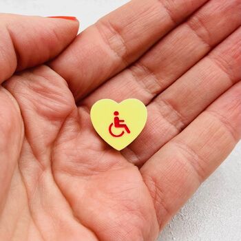 Disability Symbol Heart Pin Badge, 2 of 10