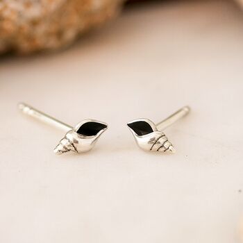 Sterling Silver Seashell Stud Earrings, 2 of 7