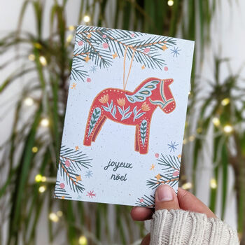 Joyeux Noel Dala Horse Christmas Card, 3 of 3