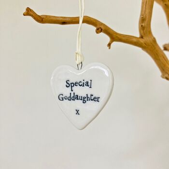 Goddaughter Porcelain Heart Hanging Sign, 4 of 5