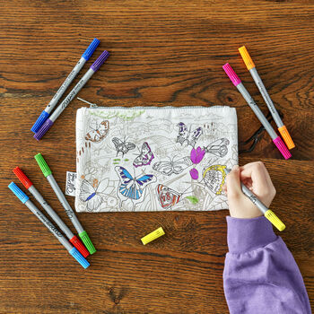 Butterfly Pencil Case Kit + 10 Pens, Colour And Learn, 2 of 9