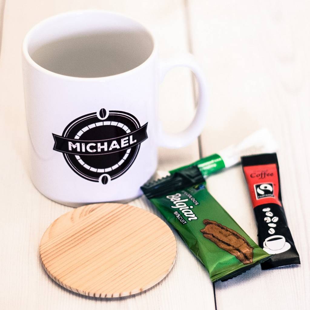 Coffee Personalised Mug And Coaster Set By Chalk And Cheese Candles And